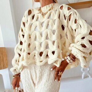 Apricot Casual Women's Holiday Beach Skeleton Sweater
